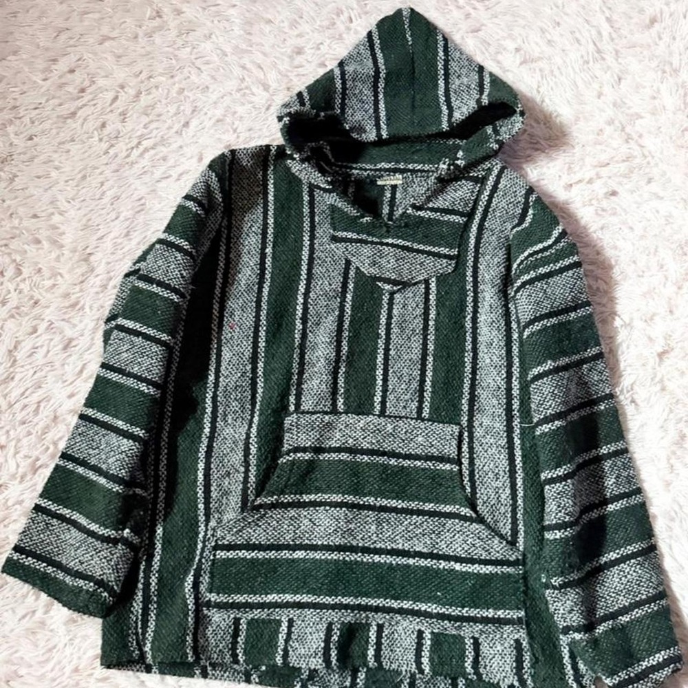 Vintage Earthy Festival Hippie Stoner Granola Music Woven Baja Hoodie Unisex L